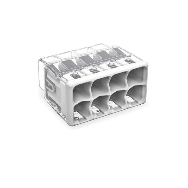 2773-408 | WAGO Wall-Nuts PUSHWIRE Splicing Connector | for Solid and Stranded Conductors | 8-Conductor | Light Gray Cover | [Bag of 5 Pieces] 2773-408/K-0008
