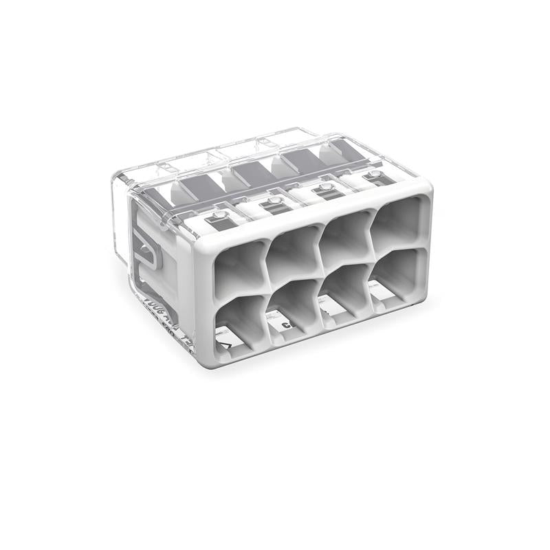 2773-408 | WAGO Wall-Nuts® PUSHWIRE® Splicing Connector | for Solid and Stranded Conductors | 8-Conductor | Light Gray Cover | [Bag of 5 Pieces]