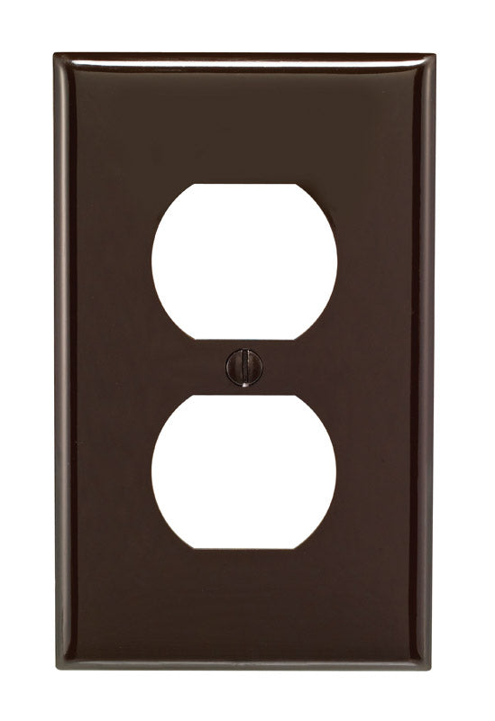 Leviton 80703 1-Gang Duplex Device Receptacle Wallplate, Standard Size, Thermoplastic Nylon, Device Mount, Brown