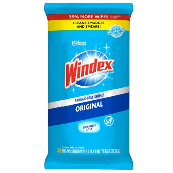 Windex Original Glass and Surface Wipes, 28 Count 00296