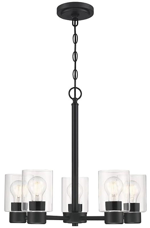 Westinghouse Lighting 6115300 Sylvestre Transitional Five-Light Indoor Chandelier, Matte Black Finish, Clear Glass