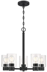 Westinghouse Lighting 6115300 Sylvestre Transitional Five-Light Indoor Chandelier, Matte Black Finish, Clear Glass