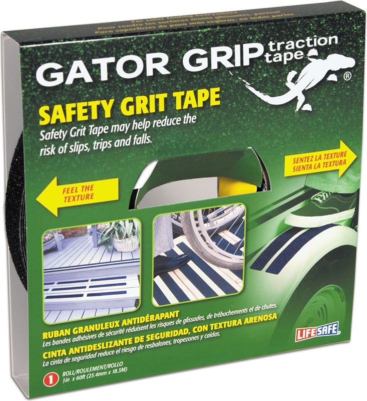 Gator Grip : RE141 Premium Grade High Traction Non Slip 60 Grit Indoor Outdoor Anti-Slip Tape, 1 Inch x 60 Foot, Black