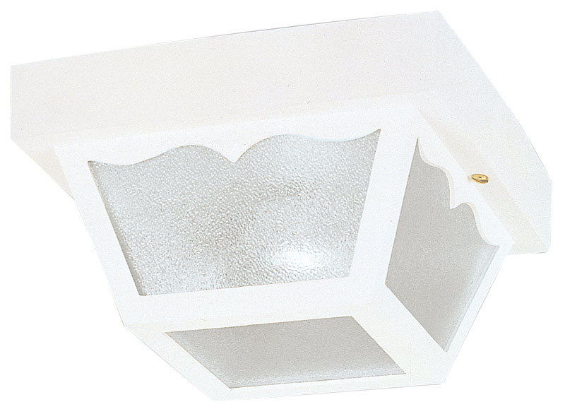 Westinghouse 6697500 Traditional One-Light Outdoor Flush-Mount Fixture, White Finish on Polypropylene, Frosted Glass Panels
