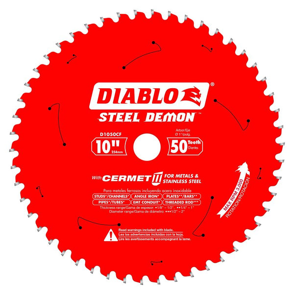 Diablo Steel Demon Cermet II Saw Blade for Medium Metal - 10" Diameter D1050CF