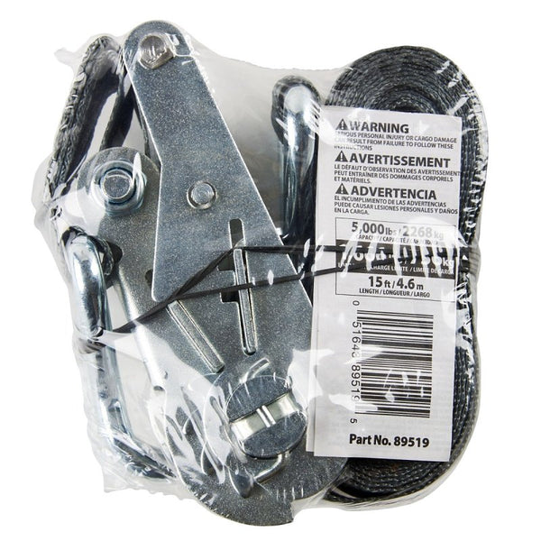 Hampton Products-Keeper 89519 Northern Industrial Ratchet Tie-Down Strap - 6000 lb Capacity, 1 1/2" x 15', Polyester