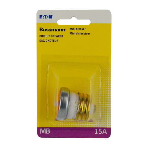 Bussmann, Pack of 1, No Color BP/MB-15 15 Amp Edison Base Plug Fuse Circuit Breaker, 125V