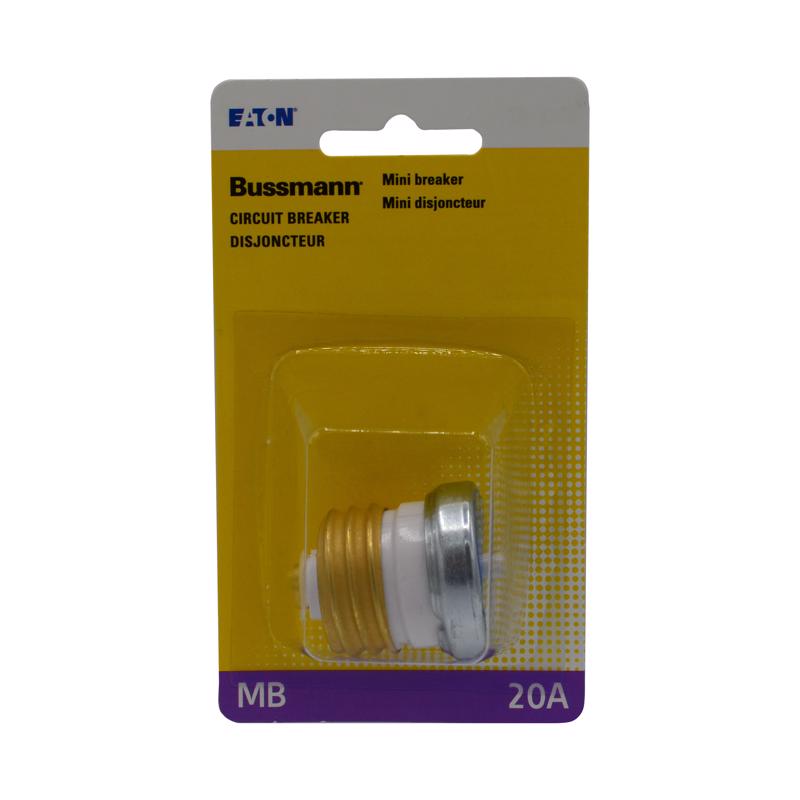 Bussmann BP/MB-20 20 Amp Edison Base Plug Fuse Circuit Breaker, 125V