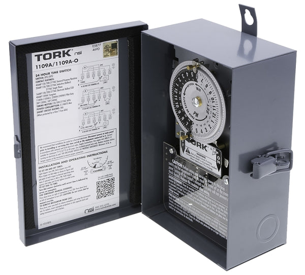 NSi Industries TORK 1109A-O Indoor/Outdoor 40-Amp Multi-Volt Mechanical Lighting and Appliance Timer - 24-Hour Programming- 120/208-277-Volt , Grey