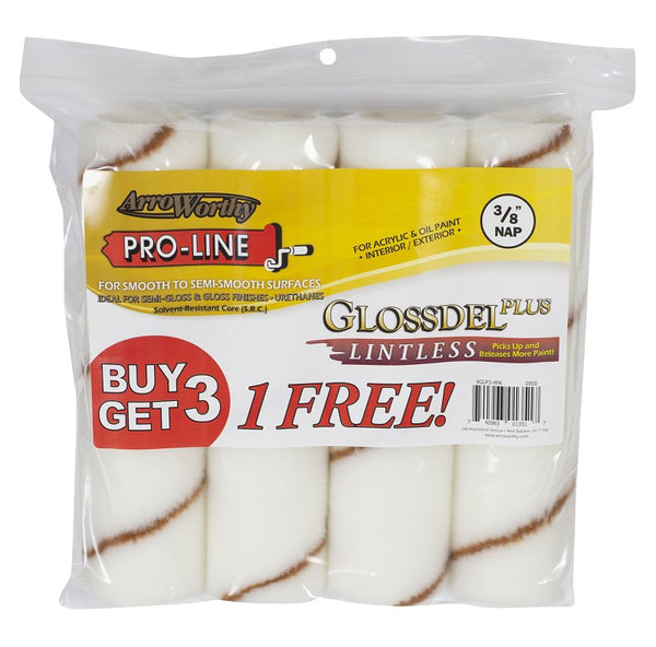 Arroworthy Glossdel Plus Woven 9 in. W X 3/8 in. Regular Paint Roller Cover 4 pk 9GLP3-4PK