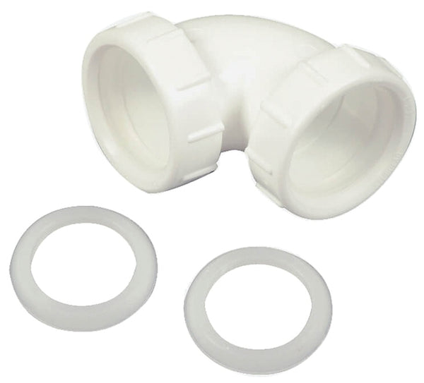 Danco 94034 Slip Joint Elbow Tube, 1-1/2 In, 90 Deg, Plastic, [Finish]<, For Use With Kitchen And Bathroom Sinks, White