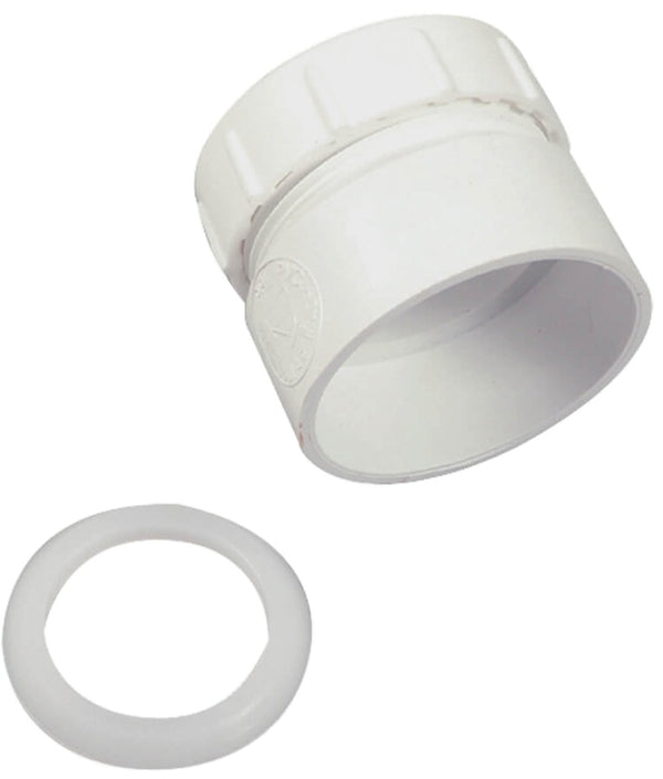 Danco 94041 Trap Adapter with Nut and Washer, Slip Joint, PVC, 1-1/2 in Dia, White