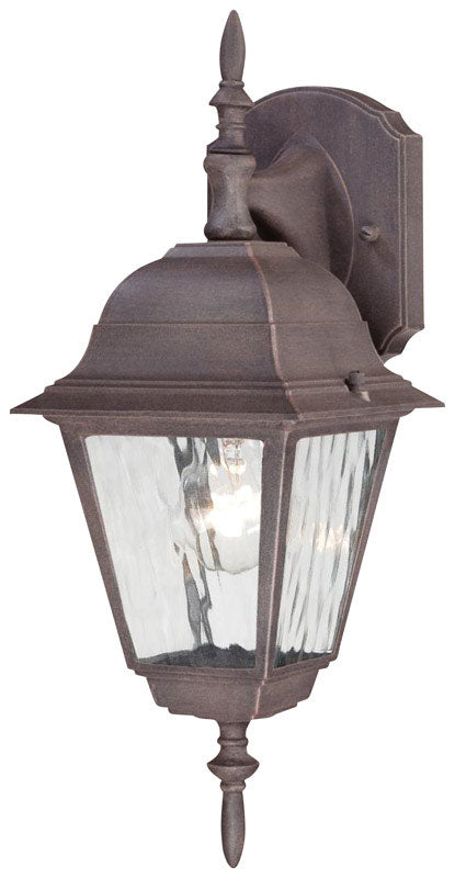 Westinghouse Rust Patina 6785100 One-Light Exterior Wall Lantern, Textured Finish on Cast Aluminum with Clear Water Glass Panels, No Size
