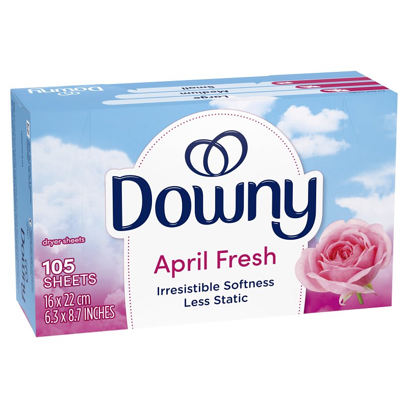 Downy Fabric Softener Dryer Sheets, April Fresh, 105 count