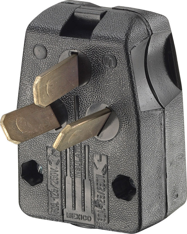 Leviton 287-T 30/50 Amp, 250 Volt, Dual Power Vinyl Non-Grounding Angle Plug, Black