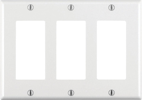 Leviton White 3 gang Thermoset Plastic Decorator Wall Plate 1 pk 80411-00W