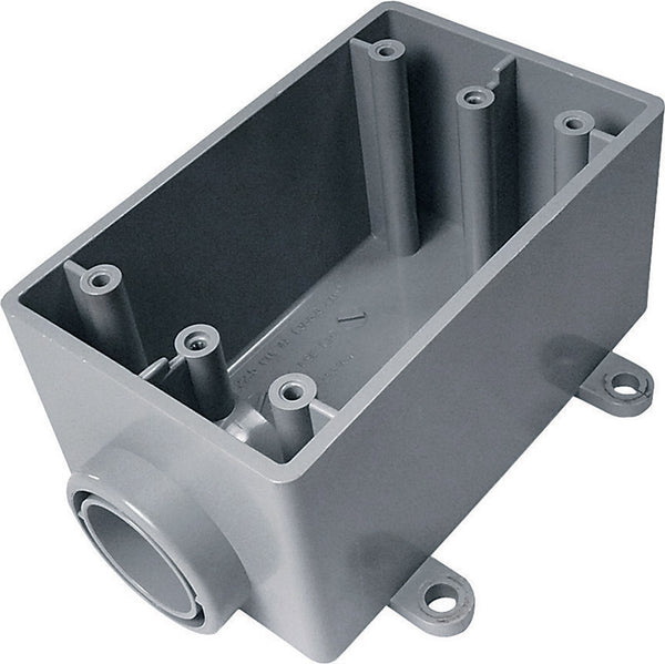 Thomas & Betts Cantex 2-1/4 in. Rectangle PVC 1 gang Electrical Box Gray 5133364U