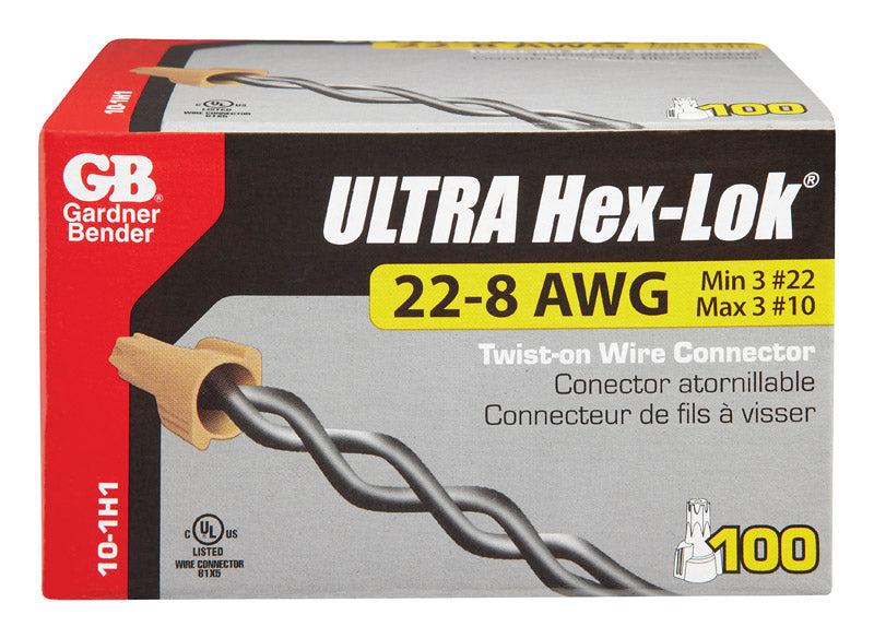 Gb Multi-Range Wire Connectors 22 Awg, 3#22 Awg, 6 Awg 600 V Tan 100 / Box