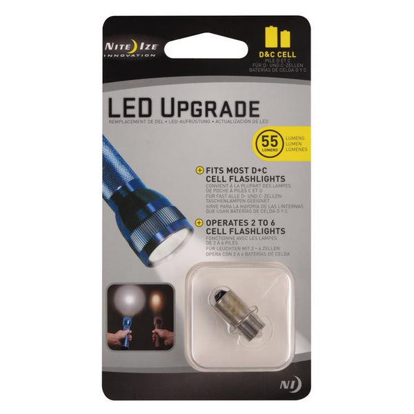 Nite Ize LED Upgrade - LED Bulb Kit for Flashlights - 55 Lumen Flashlight - 100,000 Hour Lifespan - Compatible for Most C or D Cell Flashlights LRB2-07-PR