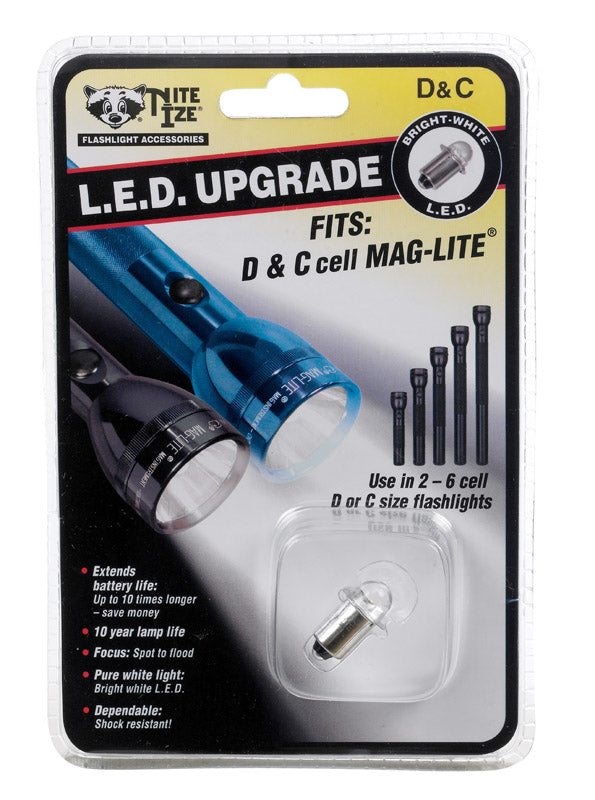 Nite Ize LED Upgrade - LED Bulb Kit for Flashlights - 55 Lumen Flashlight - 100,000 Hour Lifespan - Compatible for Most C or D Cell Flashlights