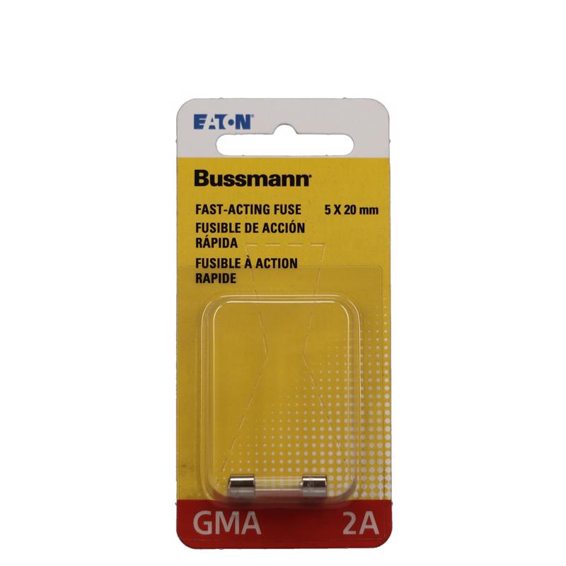 Bussman BP/GMA-2A 2 Amp Glass Tube Fast Acting Electronic Fuse 2 Count