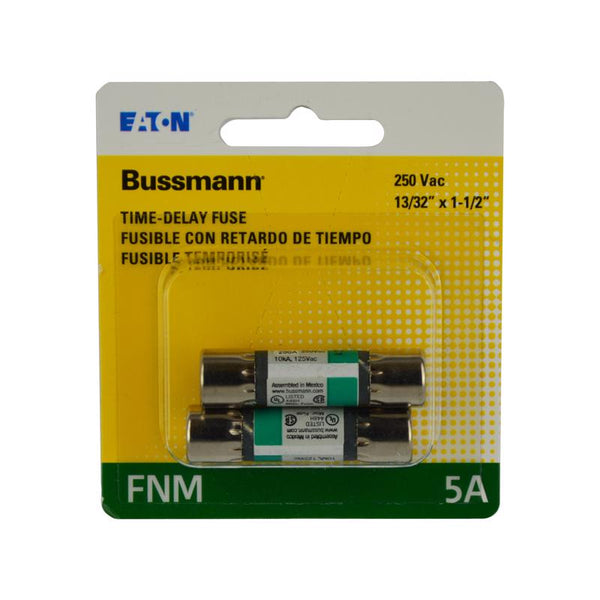 Cooper Bussmann BP/FNM-5 250-volt Type FNM Time Delay Cartridge Midget Fuse, 2 Pack