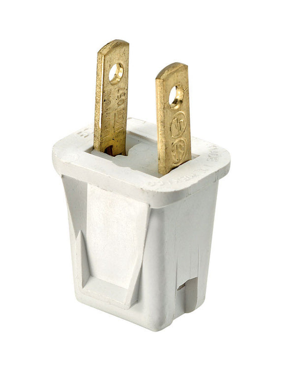 Leviton 123-7 Non-Polarized Easy Wire Plug, 125 V, 10 A, 2 P, 2 W, No Size, White C22-00123-00W