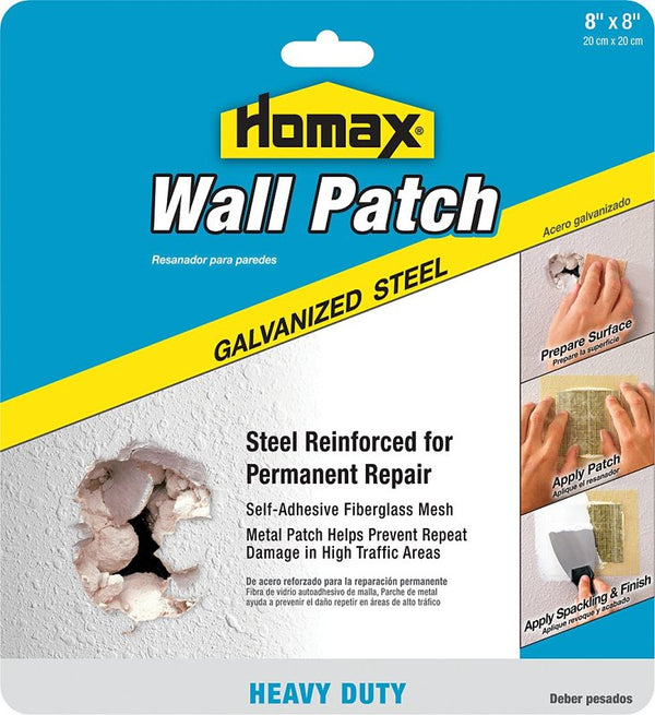Homax Group Inc 5508 Homax Heavy Duty Wall Patch, 8 in W X 8 in L, Steel, Reinforced Fiberglass Mesh, 8" x 8"