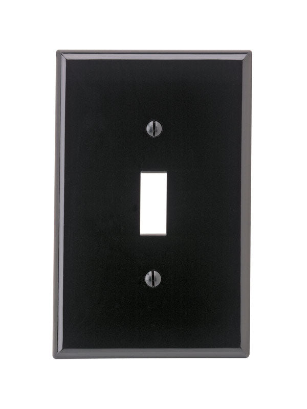 Leviton PJ1-E 1-Gang Toggle Switch Wallplate, Midway Size, Black
