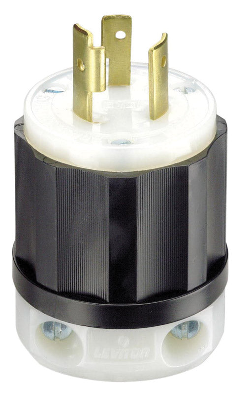 Leviton 021-02321-0PB Locking Plug, Black/White