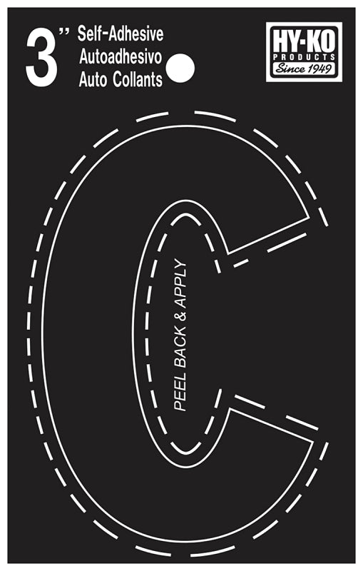 Hy-Ko 30413 Vinyl Letter C Black Self-Adhesive 3"
