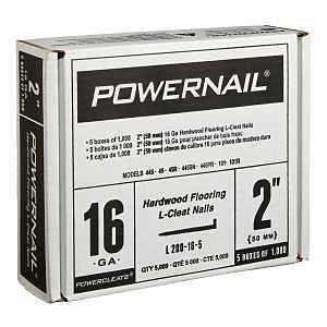 Powernail L200165 16 Gauge 2 Inch Length L-Cleat Nail for Hardwood Flooring (1 case of 5-1000ct Boxes)