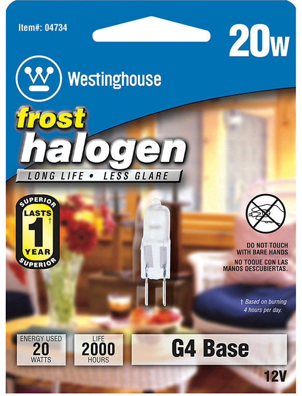 Westinghouse 04734 20 watt T3 Decorative Halogen Bulb 290 lumens White 1 pk, 1 Pack, Frosted