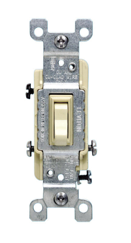 Leviton Grounding Ac Quiet Toggle Switch 3 Way 15 Amp 120 V Ivory Csa Boxed