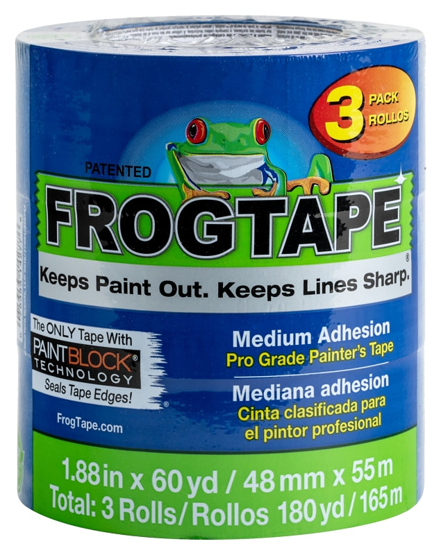 1.88" x 60 yds Shurtape 104957 Blue FrogTape Pro Grade Painter's Tape, 3-Pack