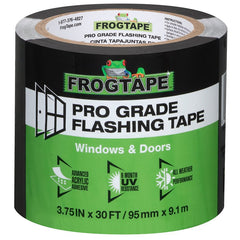 FrogTape Pro Grade Flashing Tape for Windows & Doors, 3.75 Inch Width - 30 Foot Roll, All Weather & UV Resistant Flashing Tape with Advanced Acrylic Adhesive - 10 mils - Black 105723