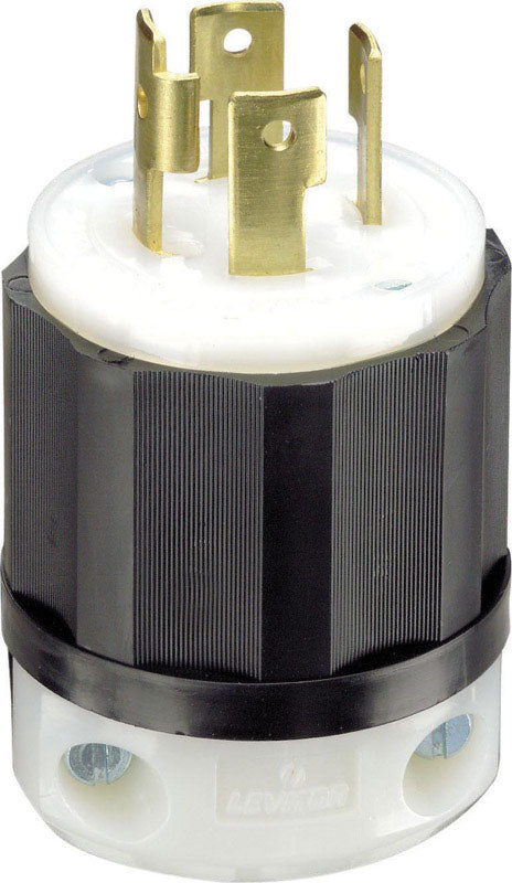 Leviton Locking Plug Nylon Indust. 30 Amp 3 Pole, 4 W Nema L 14-30 Pole CSA B/W Poly