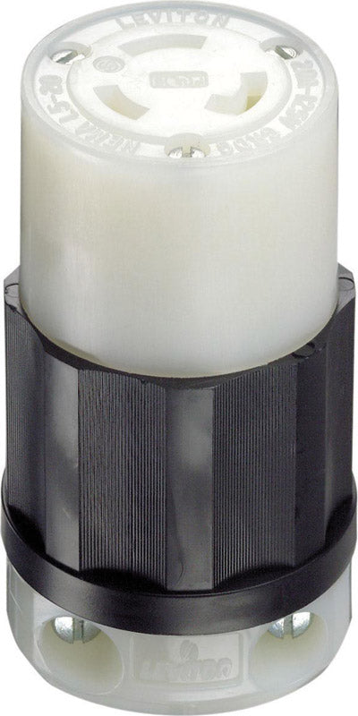 Leviton Locking Connector Nylon Indust. 20 Amp 2 Pole, 3 W Nema L5-20r CSA B/W Poly