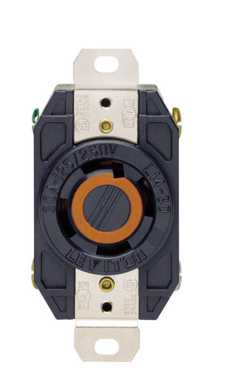 Leviton Grounded Single Locking Outlet Receptacle 20A 125V Black