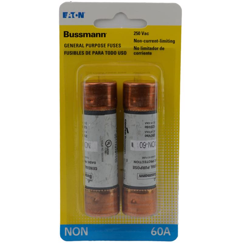 Bussman BP/NON-60 60 Amp 250 Volt Fast Acting Cartridge Fuses 2 Count