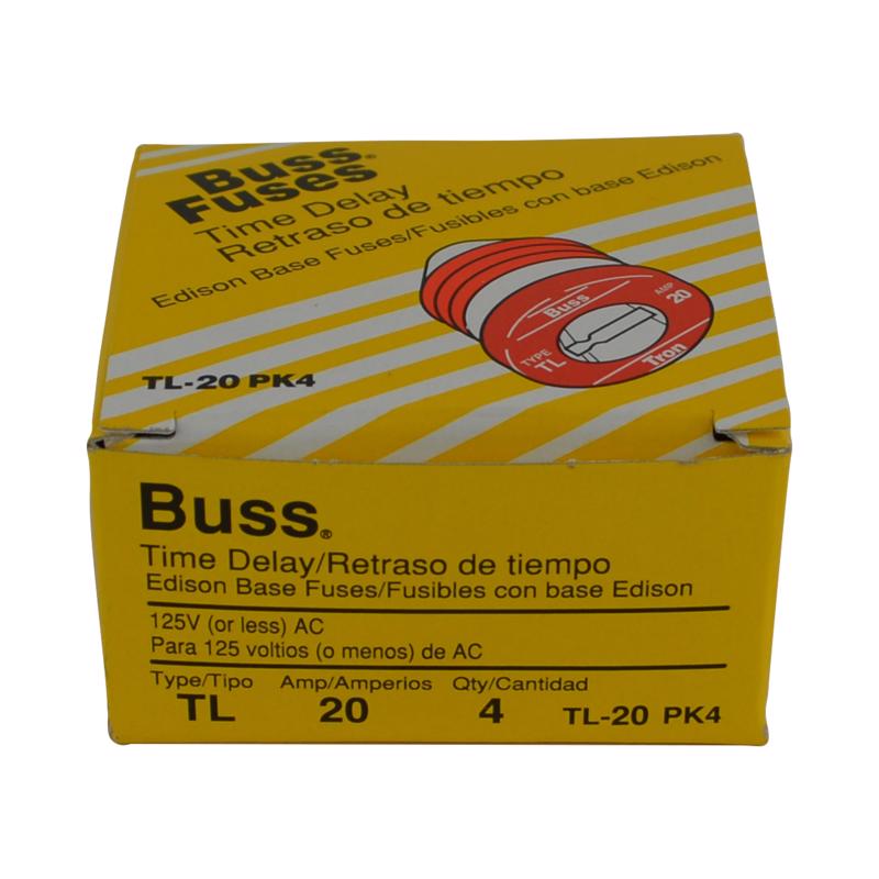 Bussman TL-20PK4 20 Amp Time Delay Plug Fuses 4 Count