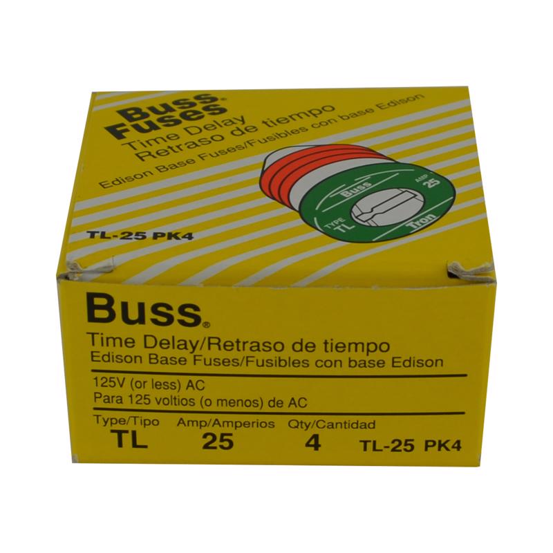 Bussman TL-25PK4 25 Amp Time Delay Plug Fuses 4 Count