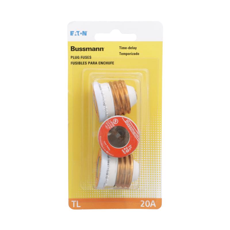 Bussmann Series TL 20 Amp Fuse, 125 Vac and IR 10 kA, Retail Pack - 3 Pieces