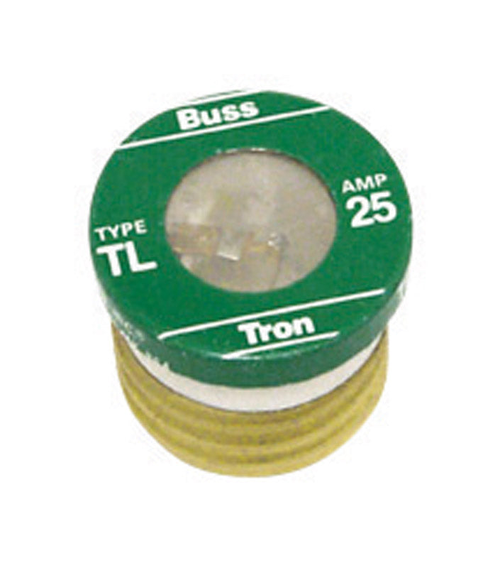 Bussmann BP/TL-25 Tl Time Delay Medium Duty Low Voltage Plug Fuse, 25 A, 125 Vac, 10 Ka
