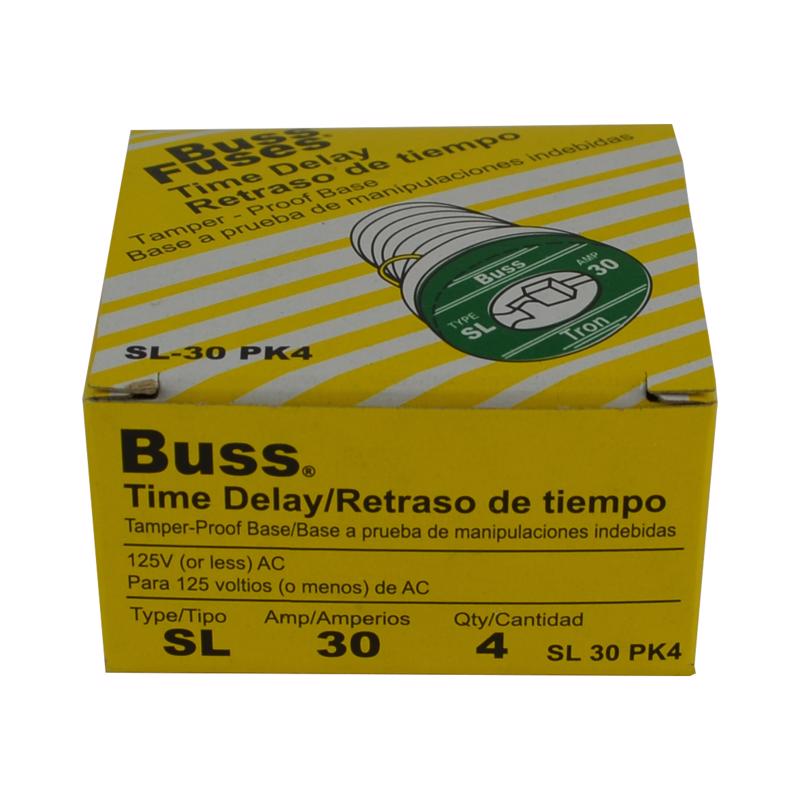 Bussman SL-30PK4 30 Amp Time Delay Plug Fuses 4 Count