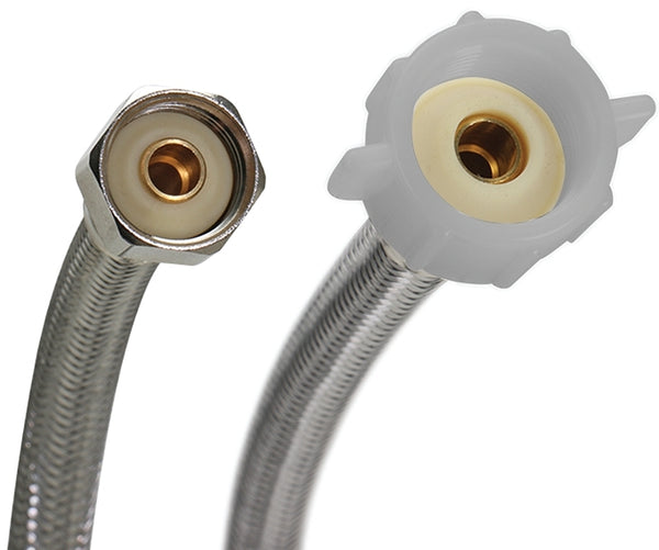 Fluidmaster B4T16 Toilet Connector, Braided Stainless Steel - 1/2 F.I.P. Thread x 7/8 Female Ballcock Thread, 16-Inch Length