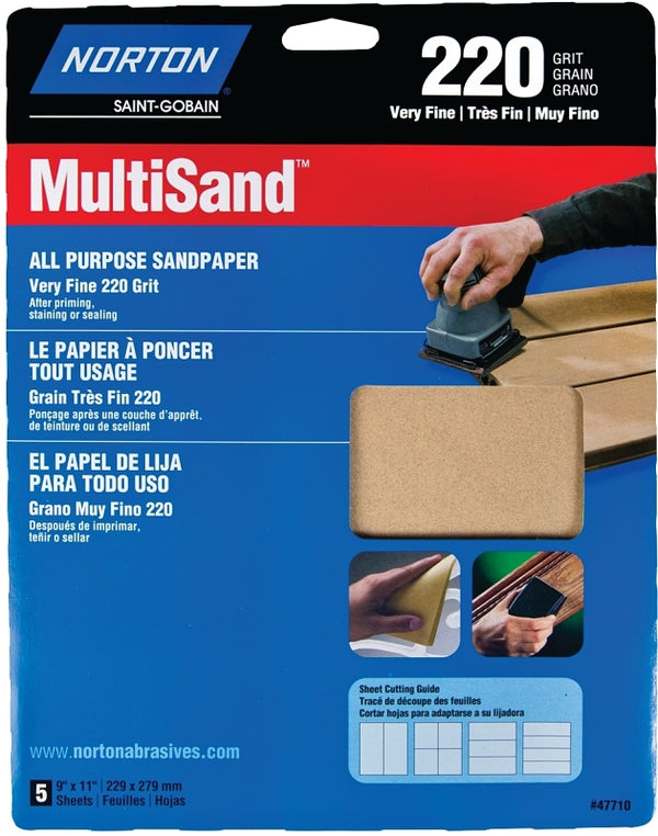 Norton Co. 47710 Norton 76607 General Purpose MultiSand Sheet, 11 in X 9 in, 220 Grit, quot