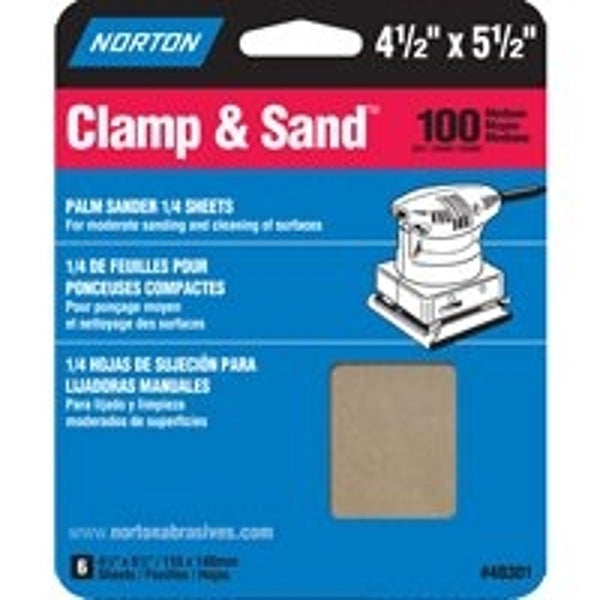 Norton Abrasives - St. Gobain Sandpaper, Medium 100 Grit 4 1/2" x 5 1/2" 48301