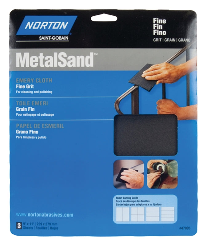 NORTON 47805 076607 Metal Sand Sheet, 11 in X 9 in, 9&quot quot