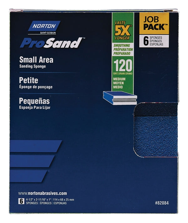 Norton 82084 5X 120 Grit Small Area Sanding Sponge, 6-Pack